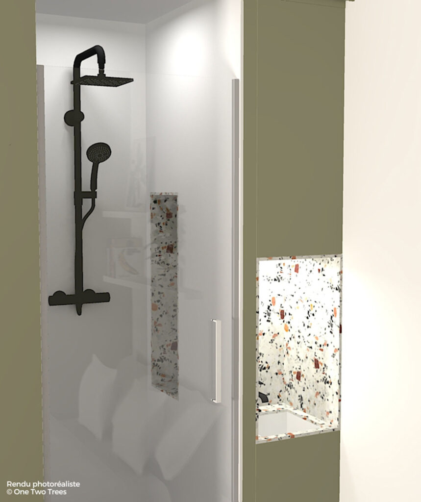 Rendu photoréaliste - 1 Chambre d’amis intégrant une salle d’eau Lyon Beaujolais